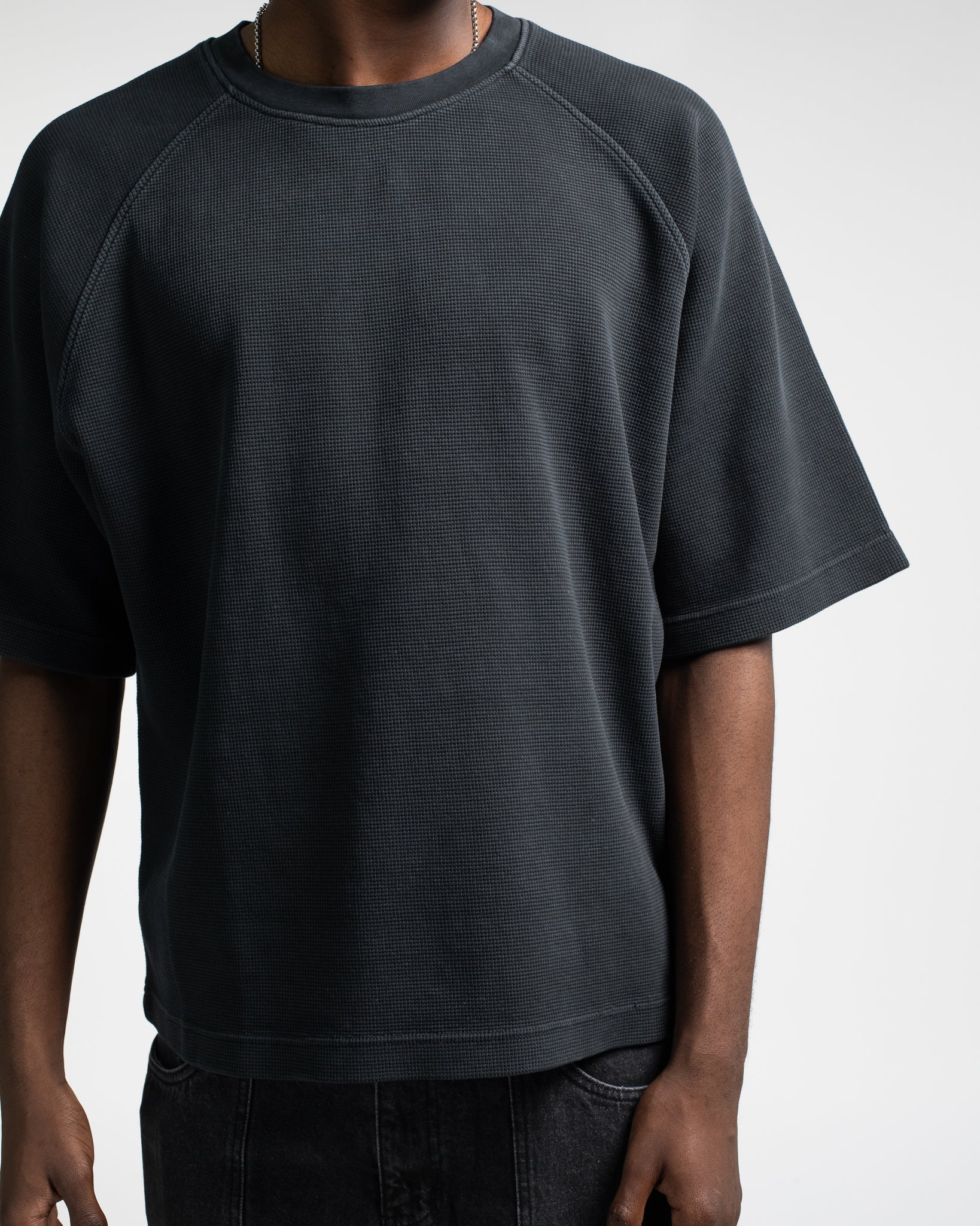 Thermal Boxy T-Shirt - Vintage Black - Image 4