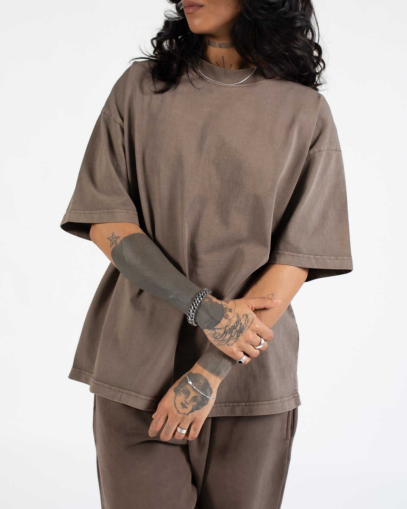 Drop Shoulder T-Shirt - Vintage Brown - Image 7