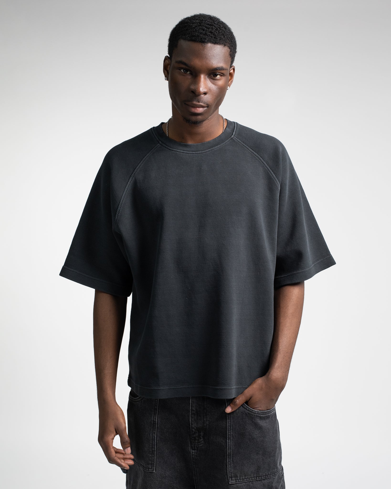 Thermal Boxy T-Shirt - Vintage Black - Image 5