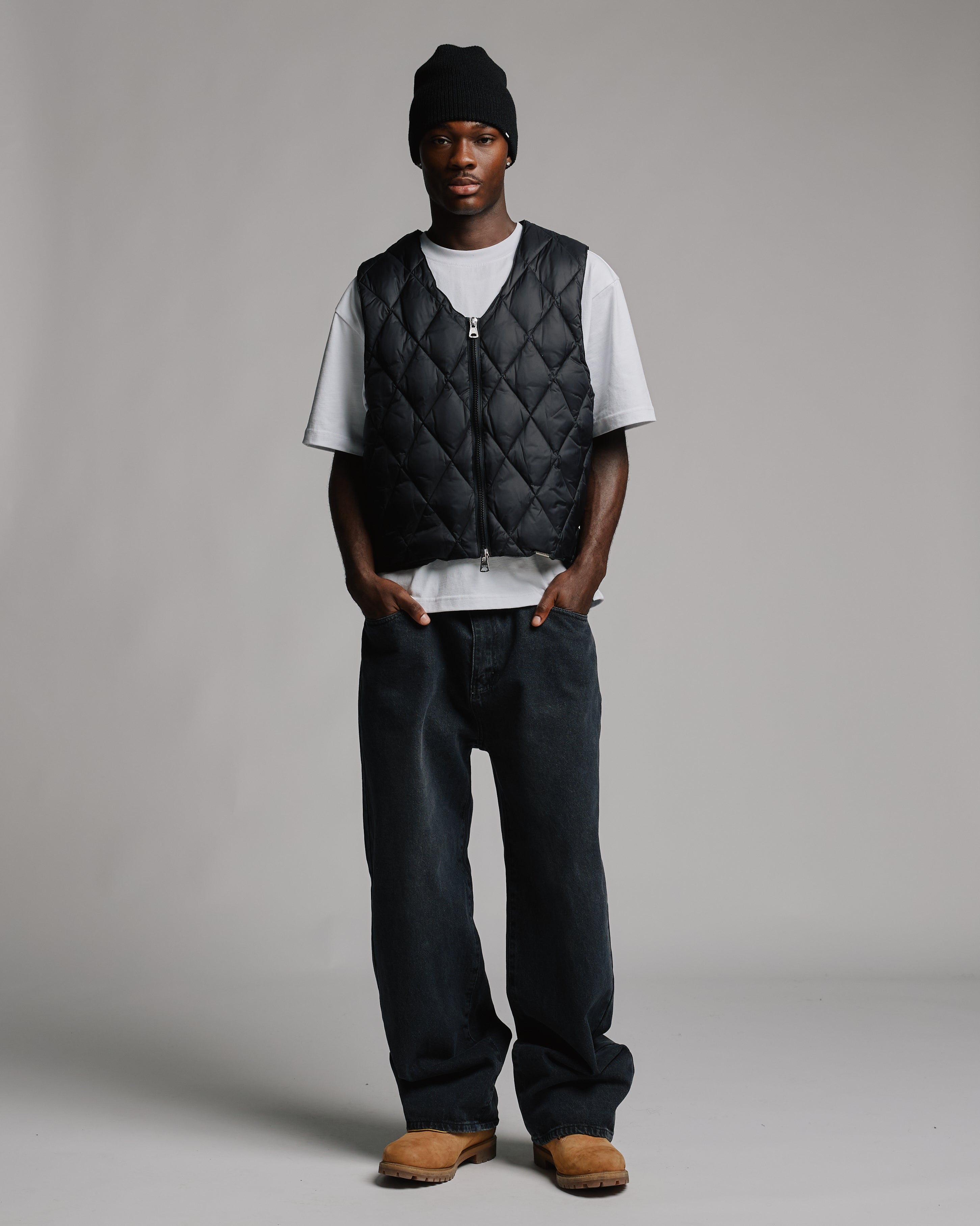 Quilted Puffer Vest - Black - Image 7