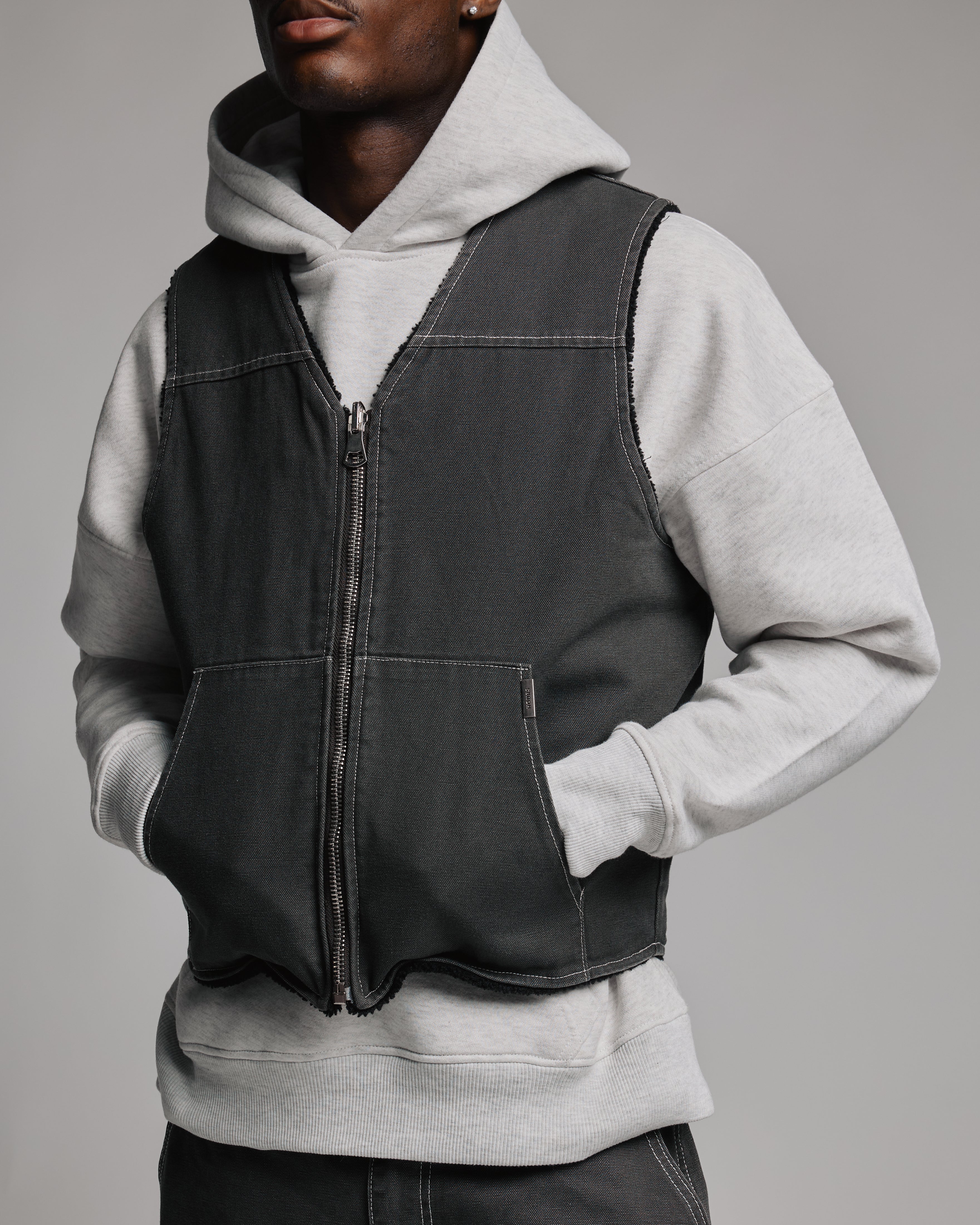 Reversible Workwear Vest - Washed Grey - Image 7