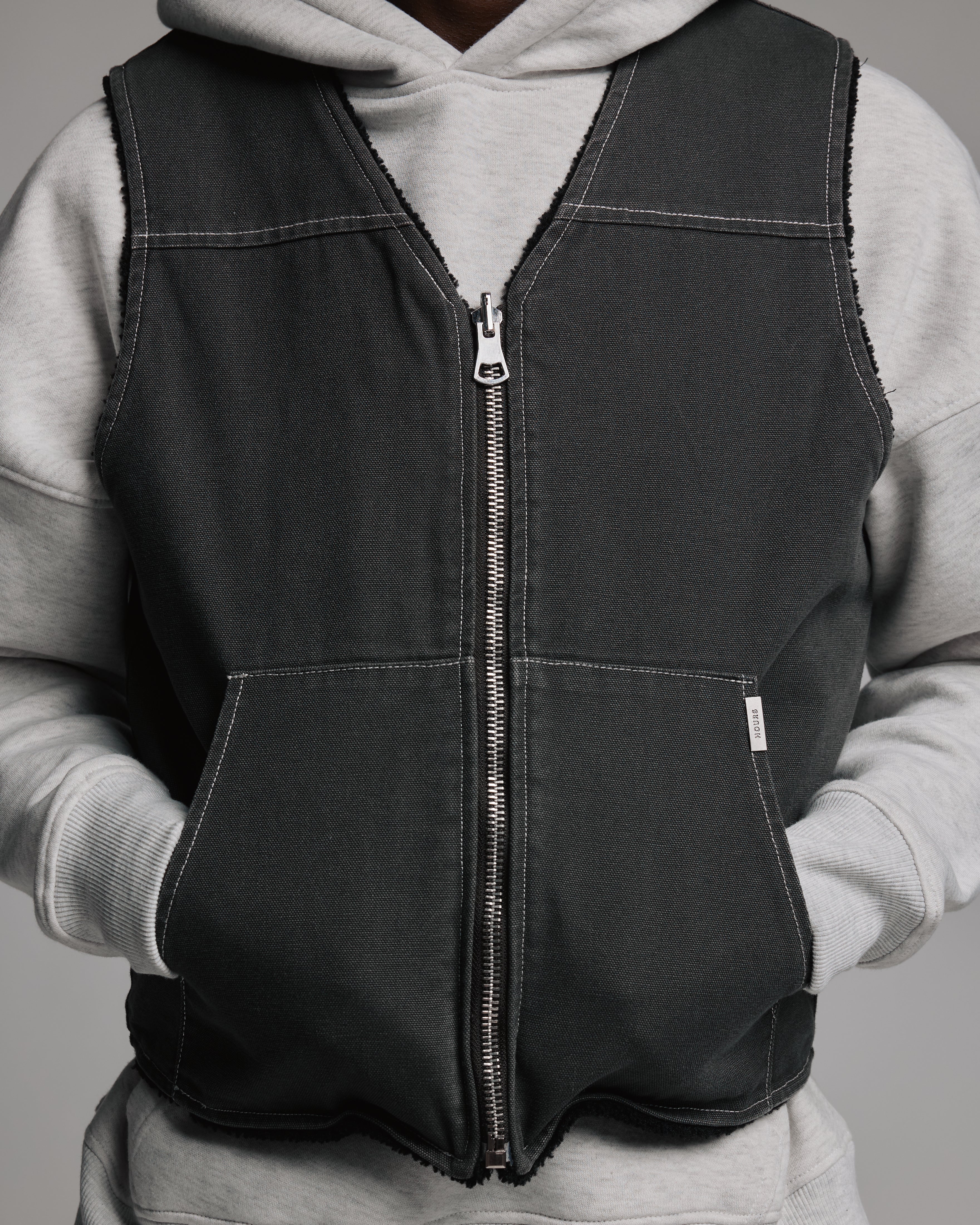 Reversible Workwear Vest - Washed Grey - Image 8