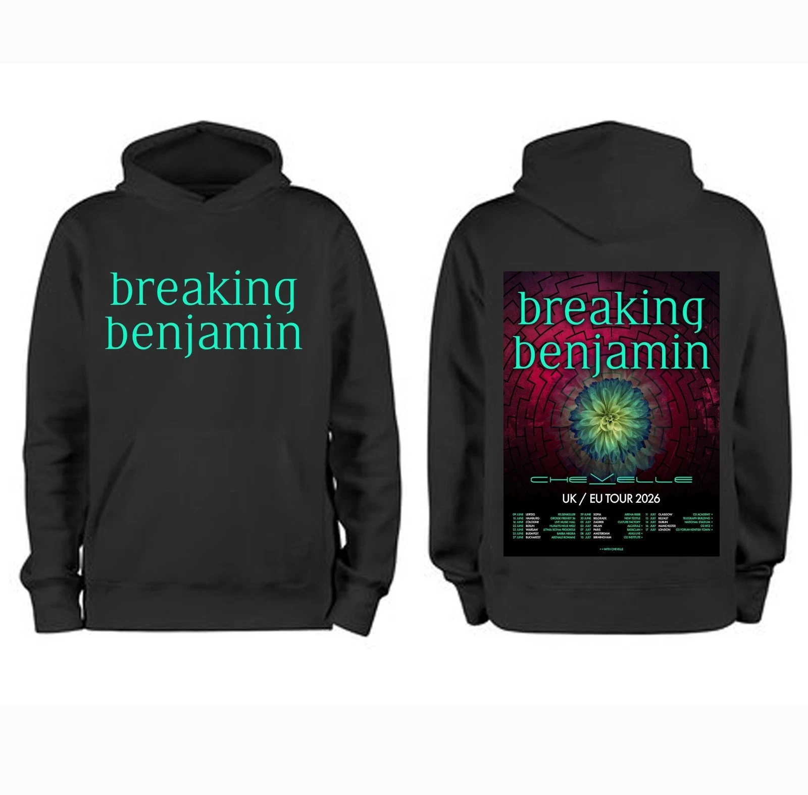 Breaking Benjamin Merch Tour 2026 Eu/Uk Hoodie