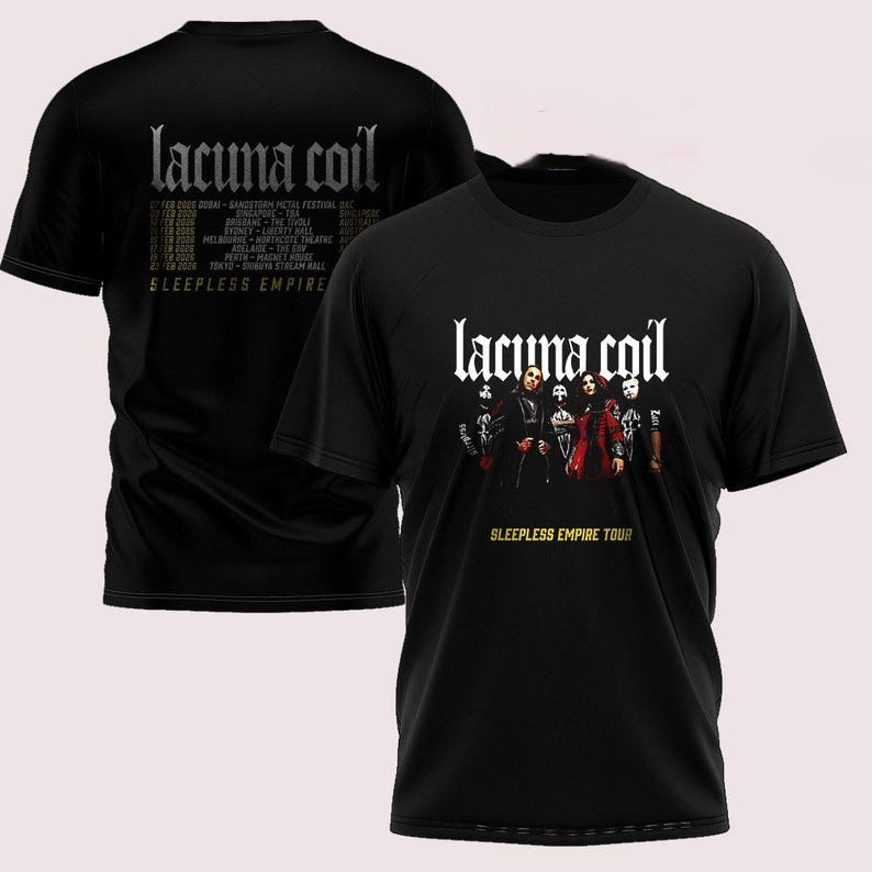 Lacuna Coil Sleepless Empire Tour 2026 Unisex T Shirt