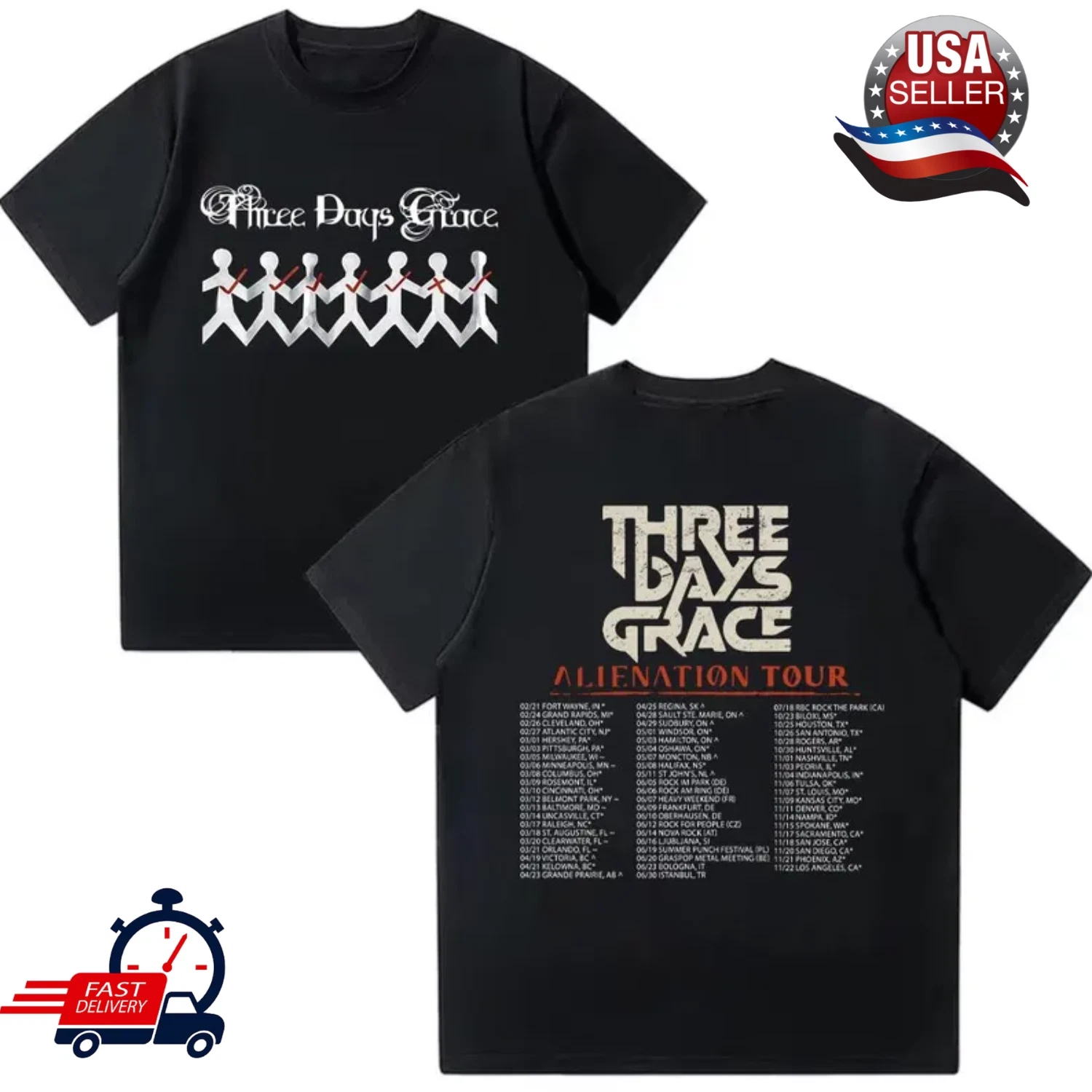 Three Days Grace Alienation Tour 2026 T Shirt