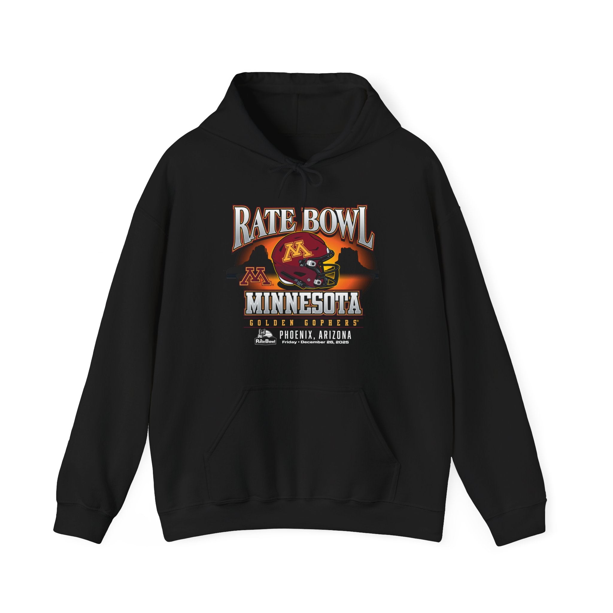 Rate Bowl 2025 University of Minnesota Golden Gophers Sunset Helmet Hoodie