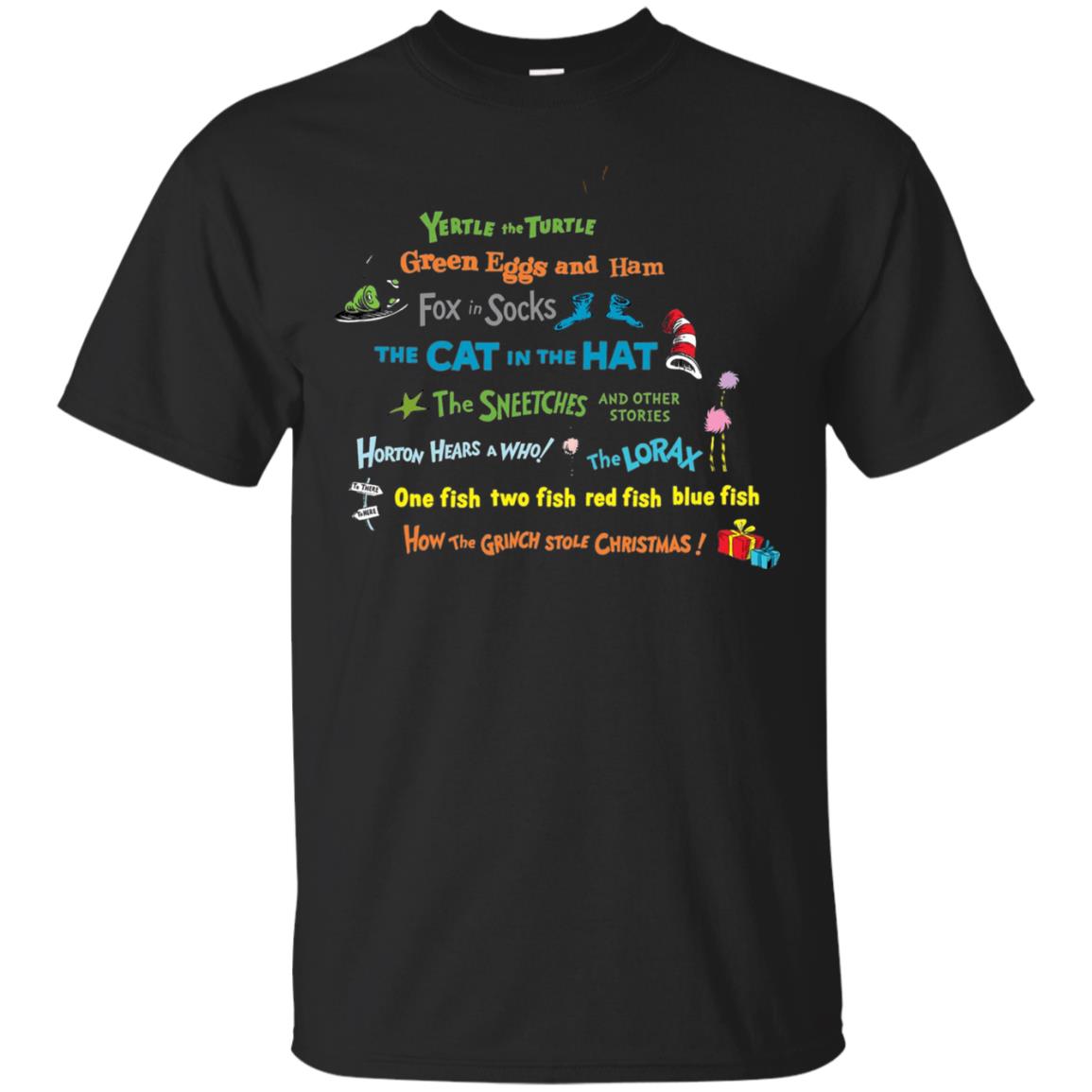 Read Across America Day Dr Seuss Book Title T-Shirt 