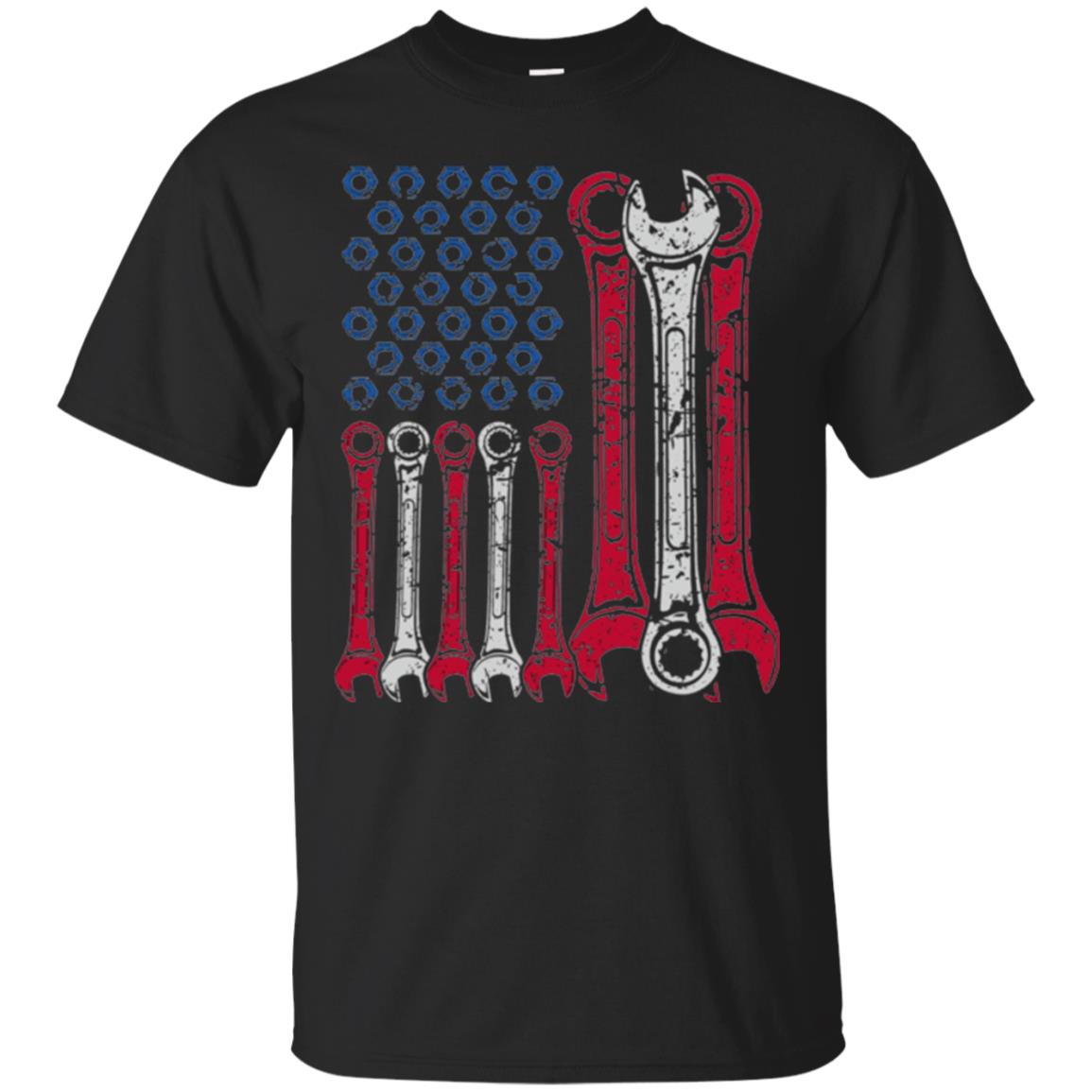 Mechanic Usa Red White Blue American Flag T-Shirt 