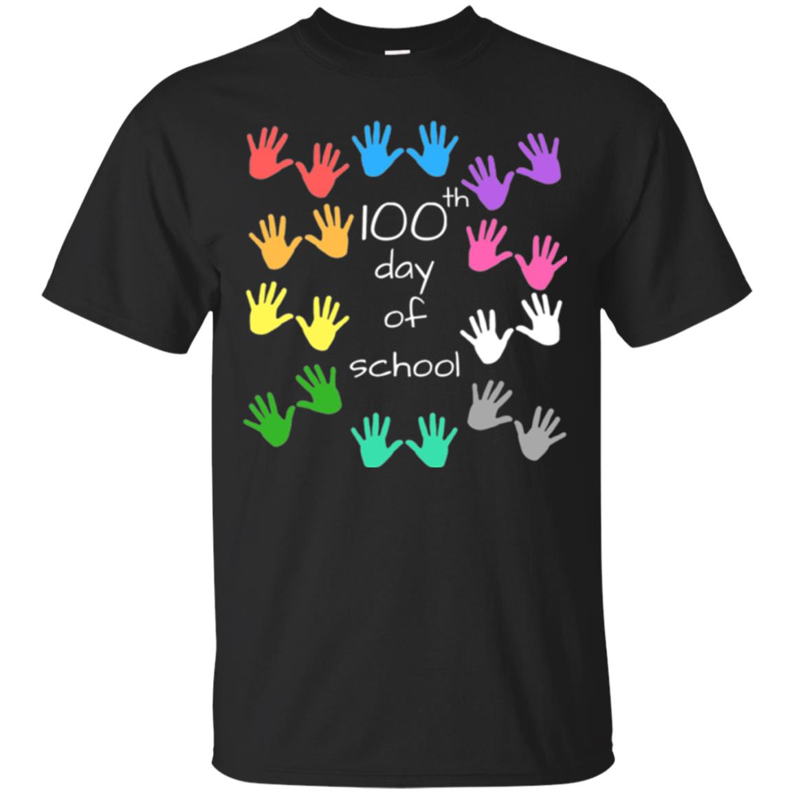 100Th Day Of School Cute Color Hands T-Shirt