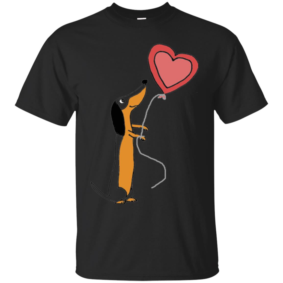 Valentines Day Cute Dachshund With Heart Balloon T-Shirt