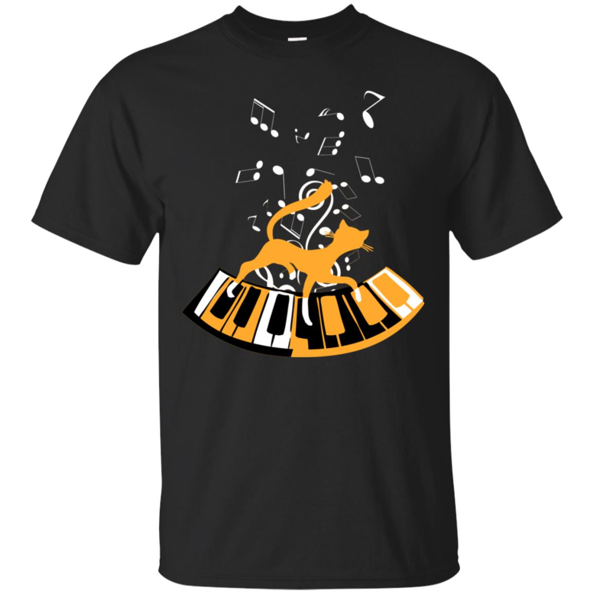 Cat Plays Piano For Mens Womens T-Shirt 