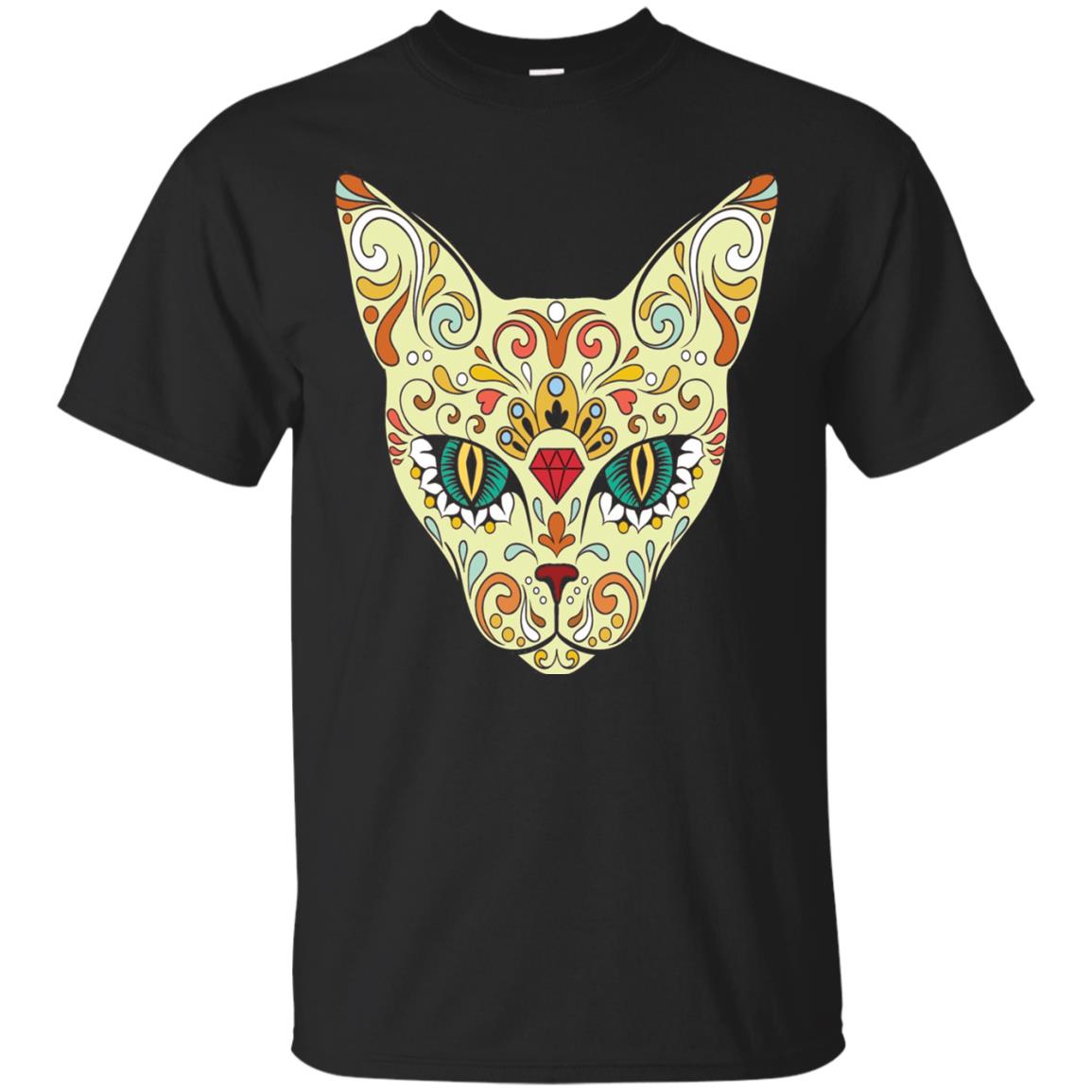 Cat Sugar Skull Design T-Shirt 