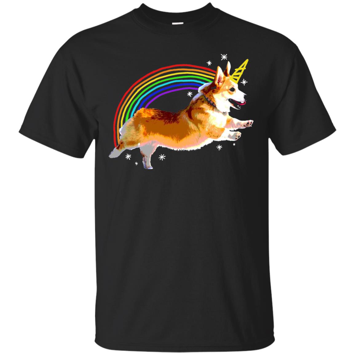 Unicorn Corgi Rainbow Doodle Dog Lover T-Shirt 