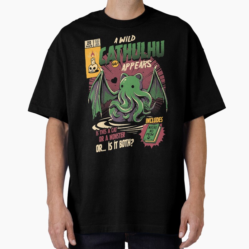 Cathulhu Unisex Graphic T Shirt Short Sleeve Tee Everyday Casual Wear
