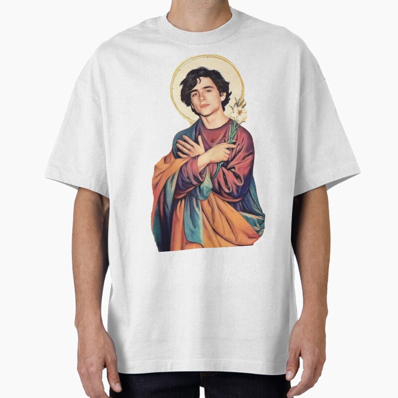 Timothee Chalamet Saint/God Sticker Unisex Graphic T Shirt Short Sleeve Tee Everyday Casual Wear