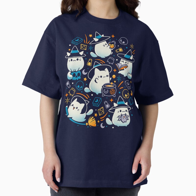 Whiskers And Witchcraft - Cute Cat Witch Unisex Graphic T Shirt Short Sleeve Tee Everyday Casual Wear 2