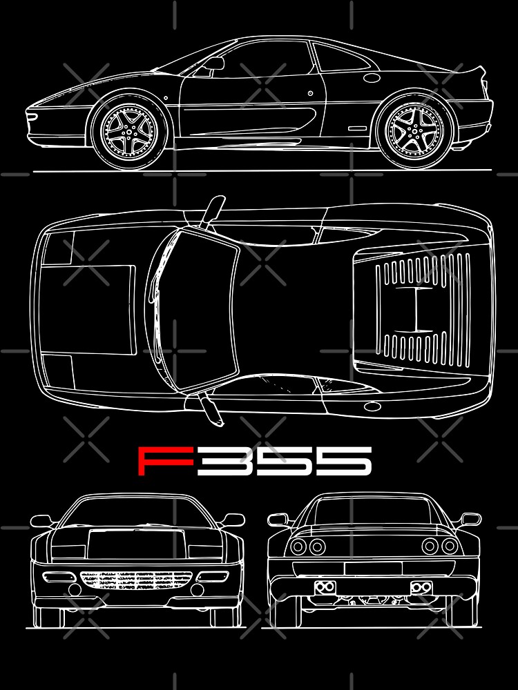 The F355 Blueprint Unisex Graphic T Shirt Short Sleeve Tee Everyday Casual Wear 3