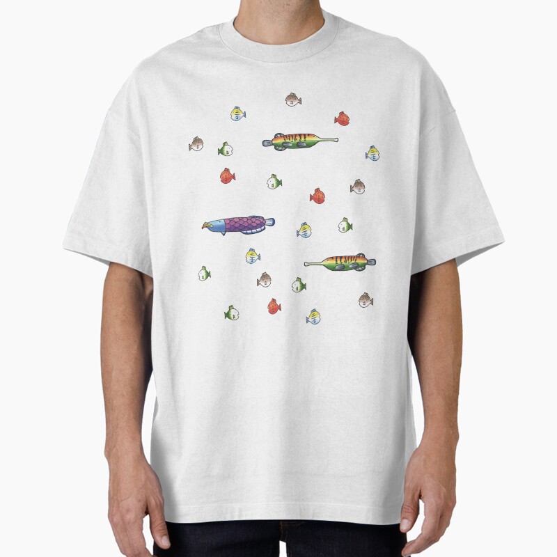 Fishing Wii Sports Fish Species - Seamless Pattern Unisex Graphic T Shirt Short Sleeve Tee Everyday Casual Wear