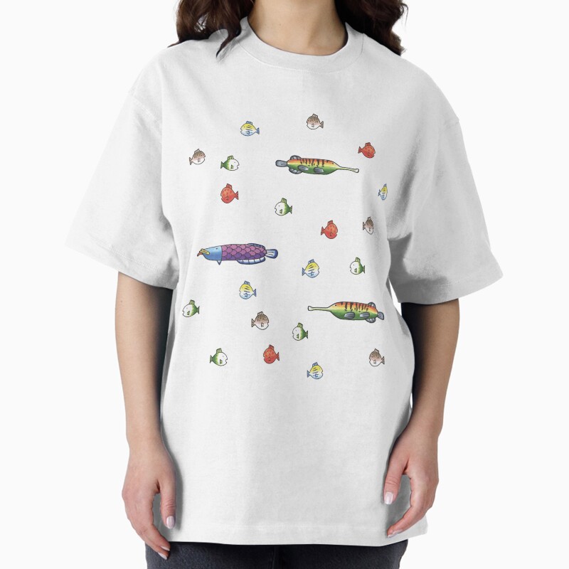 Fishing Wii Sports Fish Species - Seamless Pattern Unisex Graphic T Shirt Short Sleeve Tee Everyday Casual Wear 2