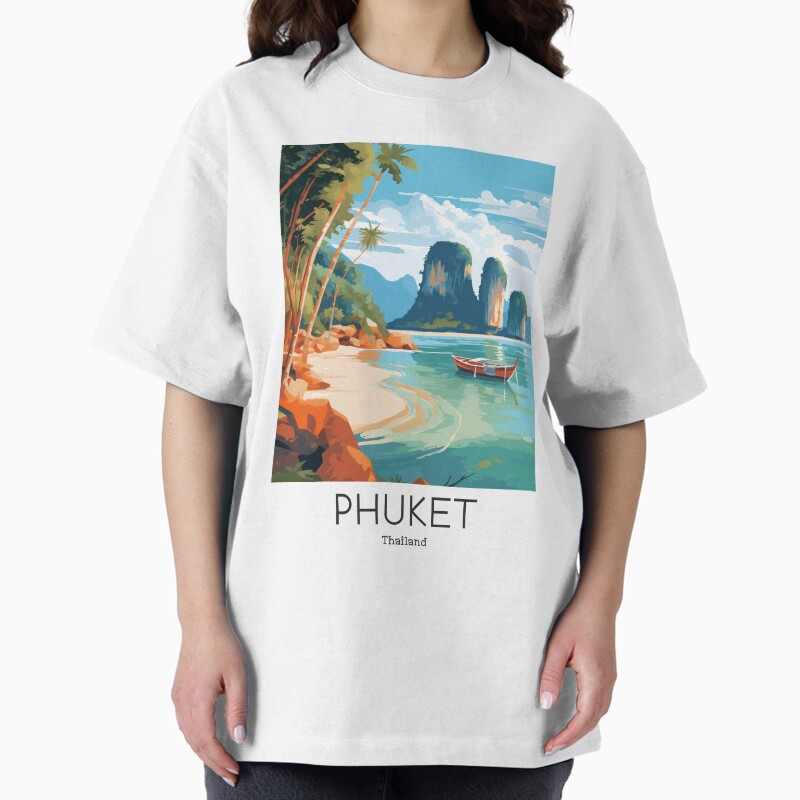 A Vintage Travel Illustration Of Phuket - Thailand  Unisex Graphic T Shirt  Short Sleeve Tee Everyday Casual Wear 2