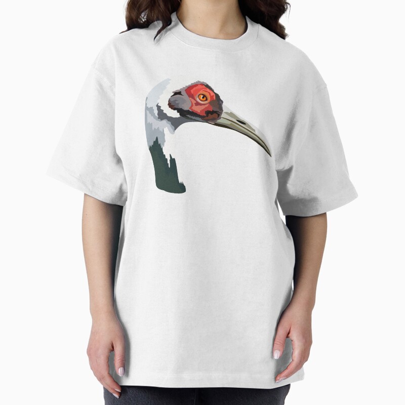 W Is For White Naped Crane,White-Naped Crane Illustration Elegant Migratory Bird Artwork Unisex Graphic T Shirt Short Sleeve Tee Everyday Casual Wear 2