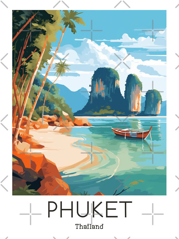 A Vintage Travel Illustration Of Phuket - Thailand  Unisex Graphic T Shirt  Short Sleeve Tee Everyday Casual Wear 3