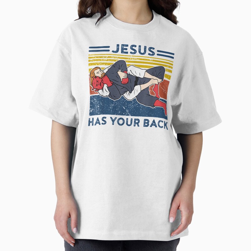Funny Brazilian Jiu Jitsu "Jesus Has Your Back" Unisex Graphic T Shirt  Short Sleeve Tee Everyday Casual Wear 2