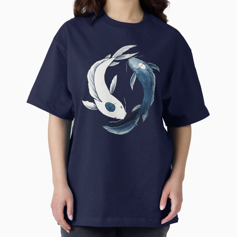 Tui And La - Yin & Yang Koi Unisex Graphic T Shirt Short Sleeve Tee Everyday Casual Wear 2