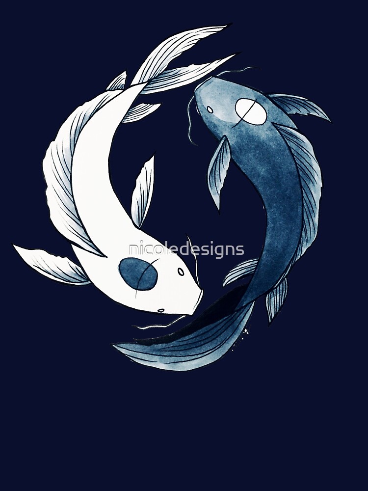 Tui And La - Yin & Yang Koi Unisex Graphic T Shirt Short Sleeve Tee Everyday Casual Wear 3