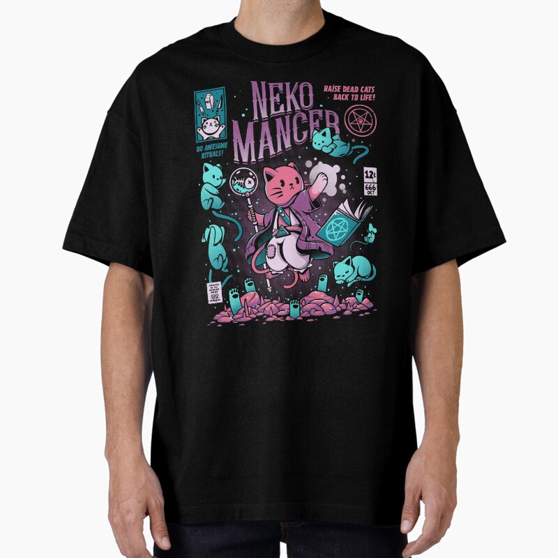 Nekomancer Unisex Graphic T Shirt Short Sleeve Tee Everyday Casual Wear