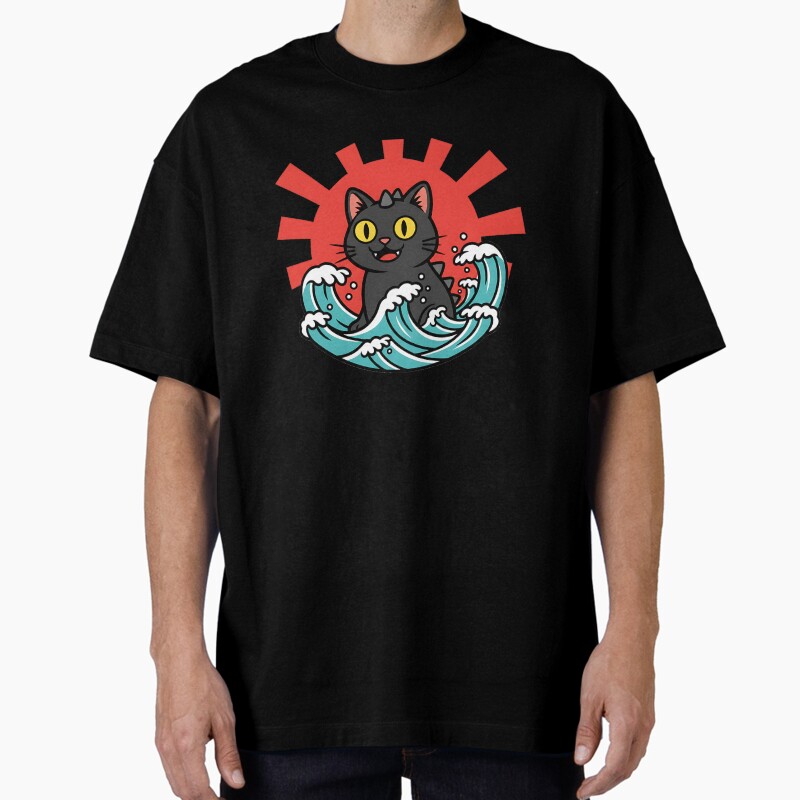 Cute Kaiju Cat Japanese Art Unisex Graphic T Shirt Short Sleeve Tee Everyday Casual Wear