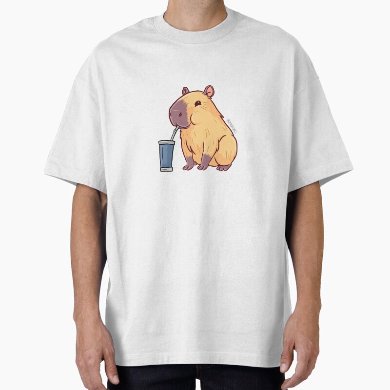 Capybara Drinking Terer Unisex Graphic T Shirt Short Sleeve Tee Everyday Casual Wear