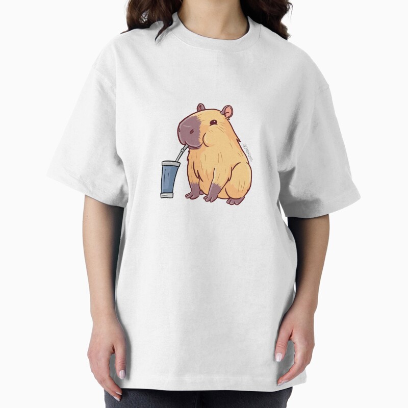 Capybara Drinking Terer Unisex Graphic T Shirt Short Sleeve Tee Everyday Casual Wear 2