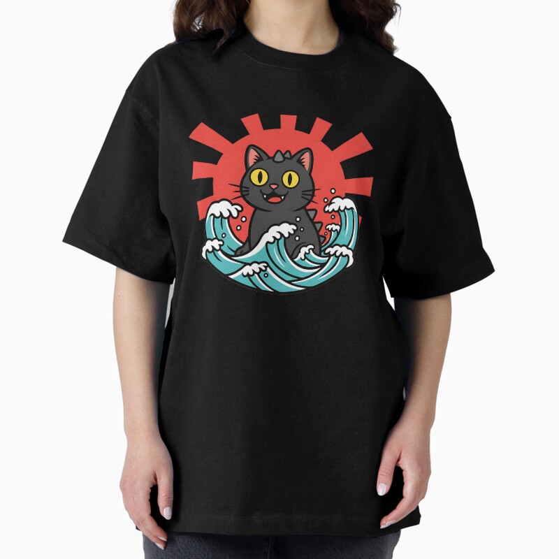 Cute Kaiju Cat Japanese Art Unisex Graphic T Shirt Short Sleeve Tee Everyday Casual Wear 2