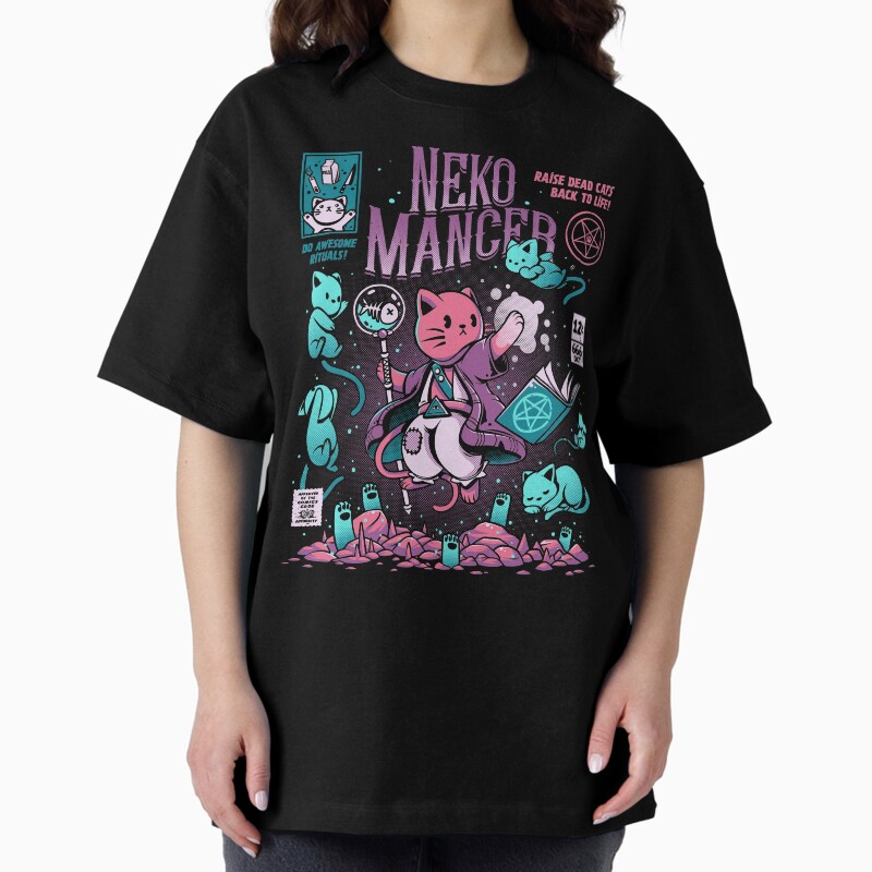 Nekomancer Unisex Graphic T Shirt Short Sleeve Tee Everyday Casual Wear 2