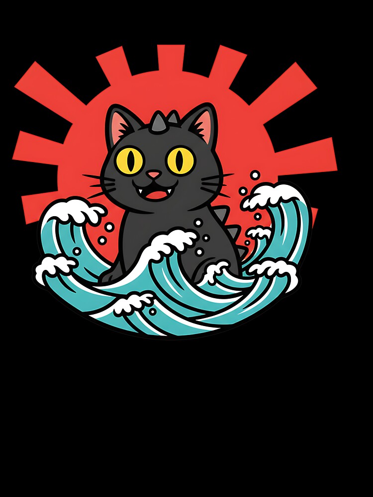Cute Kaiju Cat Japanese Art Unisex Graphic T Shirt Short Sleeve Tee Everyday Casual Wear 3