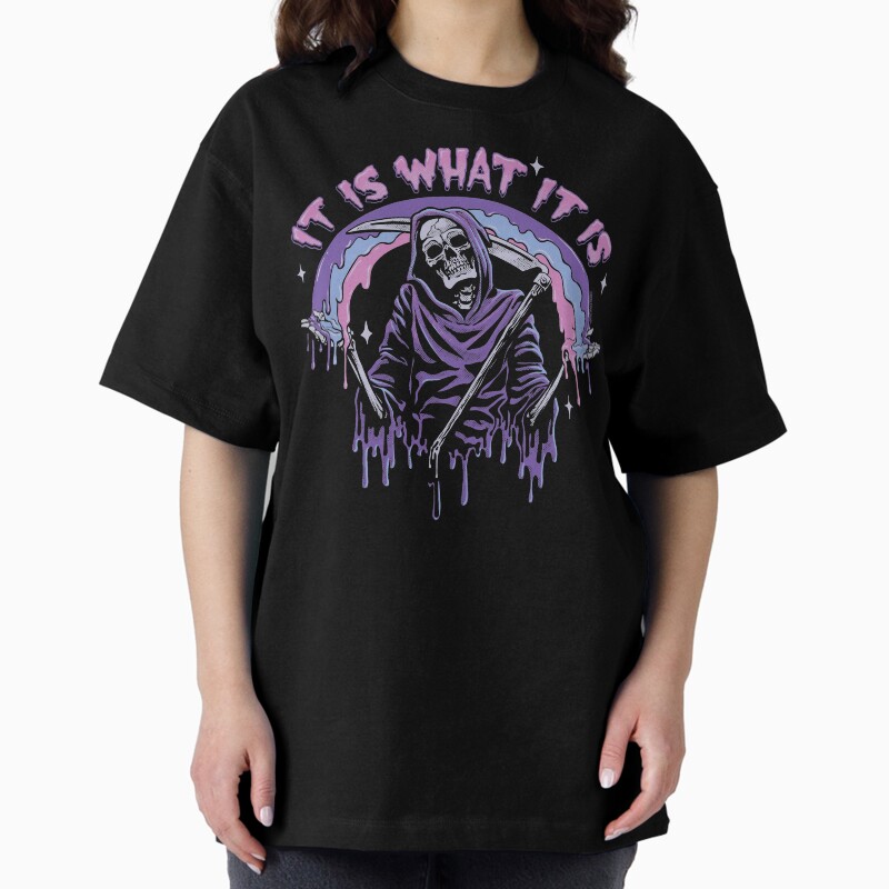 Death ~ It Is What It Is ~ Pastel Goth Grim Reaper Drip Unisex Graphic T Shirt Short Sleeve Tee Everyday Casual Wear 2
