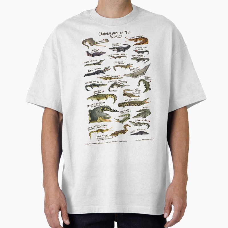 Crocodilians Of The World Unisex Graphic T Shirt Short Sleeve Tee Everyday Casual Wear