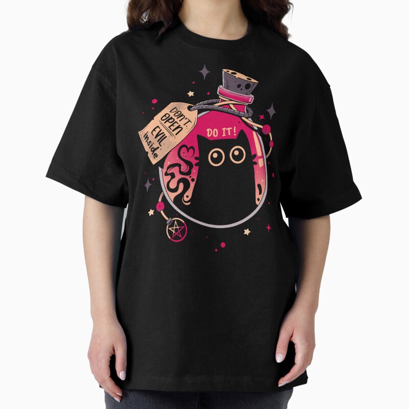 Bottled Menace - Evil Black Cat Unisex Graphic T Shirt  Short Sleeve Tee Everyday Casual Wear 2