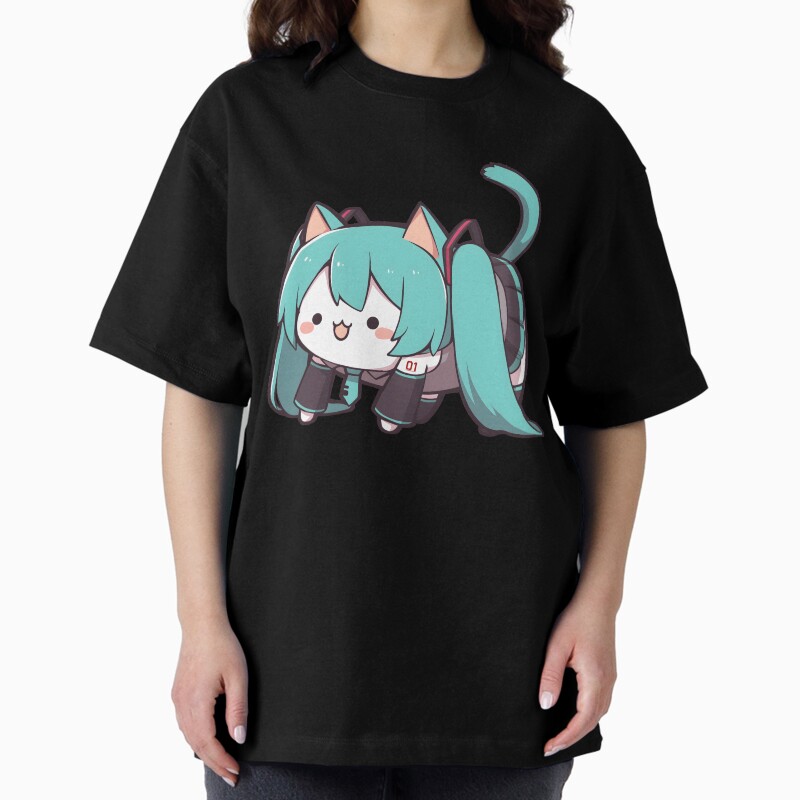 Hatsune Miku Cat Unisex Graphic T Shirt Short Sleeve Tee Everyday Casual Wear 2