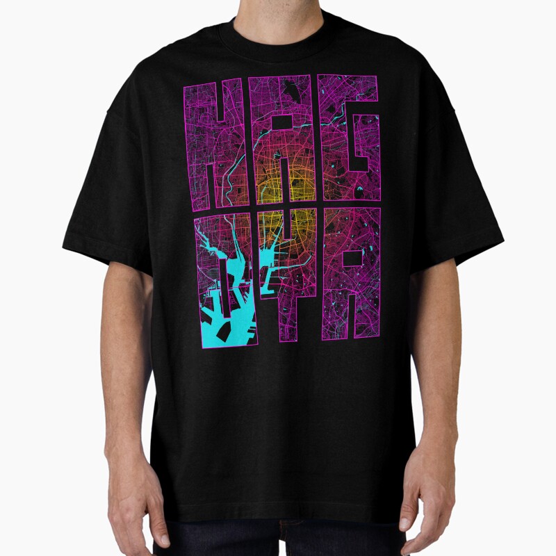 Nagoya City Map Of Japan - Neon Unisex Graphic T Shirt Short Sleeve Tee Everyday Casual Wear