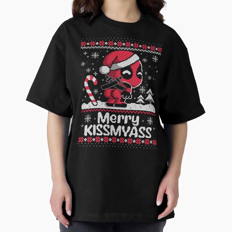 Merry Kissmyass Superhero Ugly Christmas Sweater Unisex Graphic T Shirt  Short Sleeve Tee Everyday Casual Wear 2