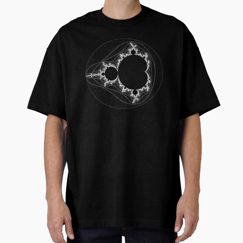 White - Linear Mandelbrot Unisex Graphic T Shirt Short Sleeve Tee Everyday Casual Wear