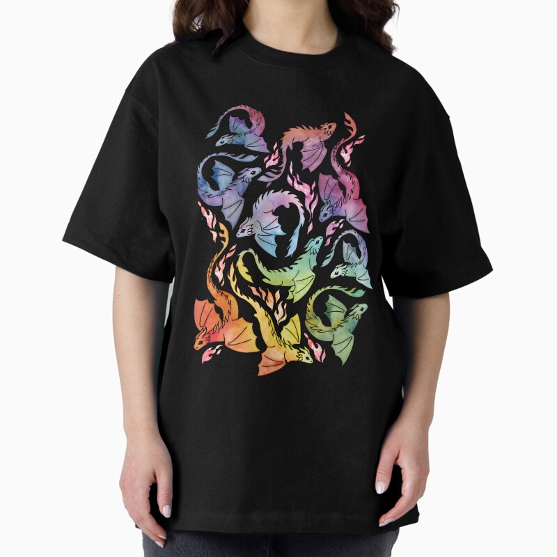 Dragon Fire Dark Rainbow Unisex Graphic T Shirt  Short Sleeve Tee Everyday Casual Wear 2