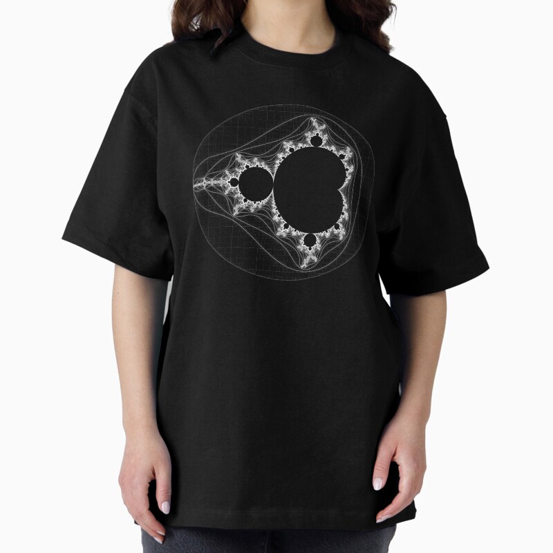 White - Linear Mandelbrot Unisex Graphic T Shirt Short Sleeve Tee Everyday Casual Wear 2