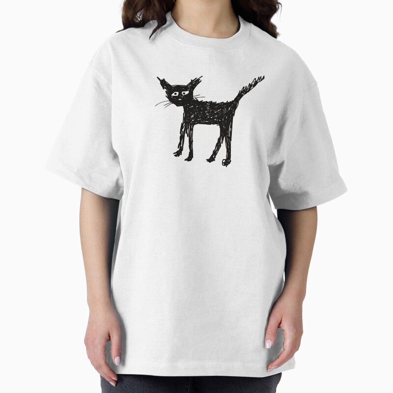 Scruffy Black Cat Unisex Graphic T Shirt  Short Sleeve Tee Everyday Casual Wear 2