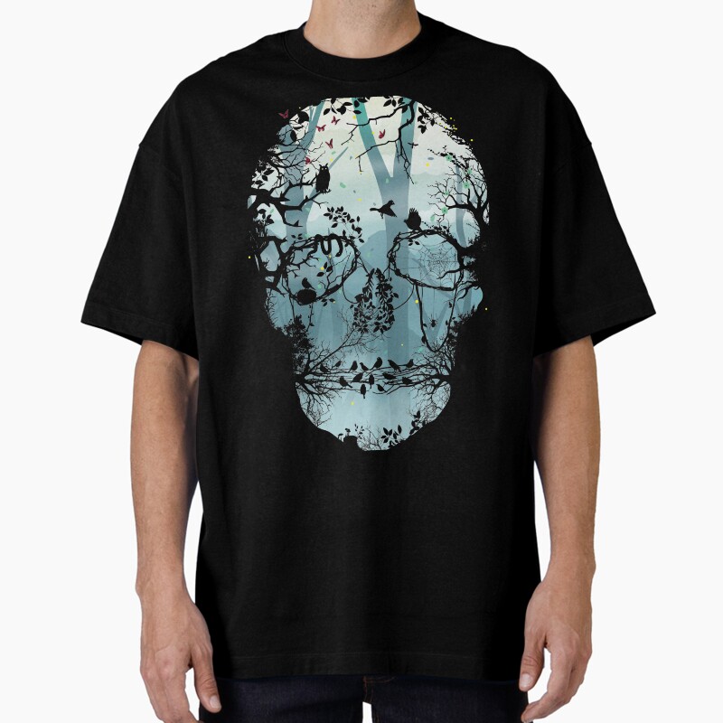 Dark Forest Skull Unisex Graphic T Shirt Short Sleeve Tee Everyday Casual Wear