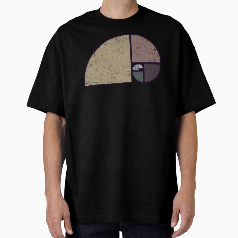 Fibonacci - The Golden Spiral In Geometry With Earth Tones Unisex Graphic T Shirt Short Sleeve Tee Everyday Casual Wear