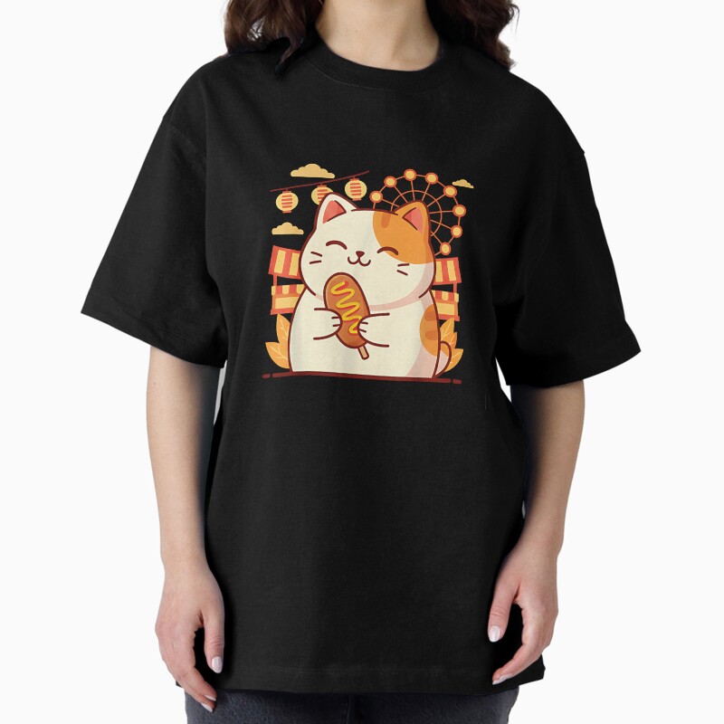 Minimal Cute Cat Japanese Festival  Unisex Graphic T Shirt  Short Sleeve Tee Everyday Casual Wear 2