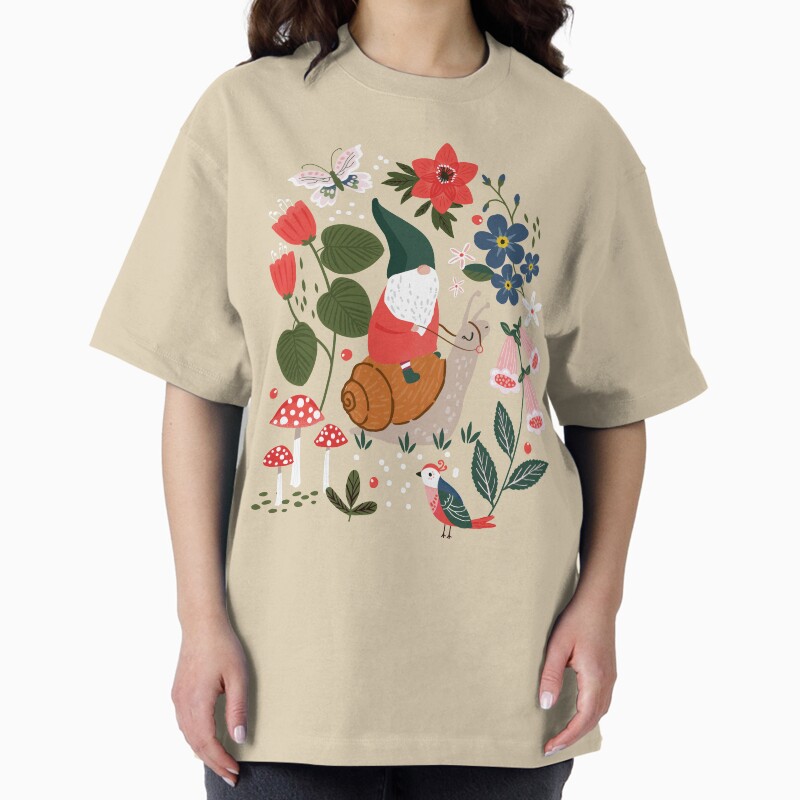 Whimsical Garden Gnome Riding Snail Unisex Graphic T Shirt Short Sleeve Tee Everyday Casual Wear 2